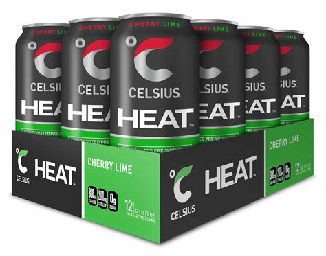 Celsius Heat Cherry Lime Performance Energy Drink Zero Sugar 16oz