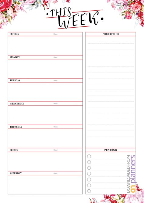 Download Printable Weekly Planner With Priorities Pdf