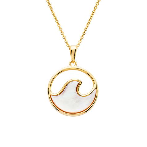 14k Gold Vermeil Mother Of Pearl Ocean Wave Necklace