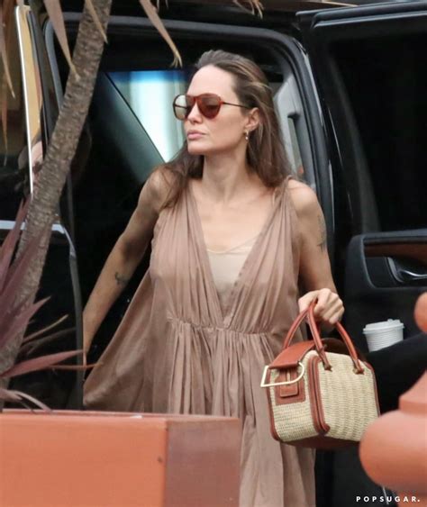 Angelina Jolie Carrying A Woven Bag In La Angelina Jolie Delvaux