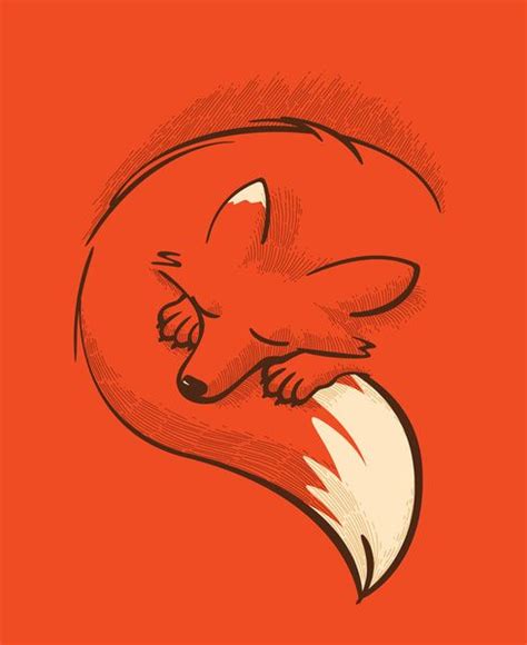 The Fox Is Sleeping Art Print By Japu Society6 Fox Illustration