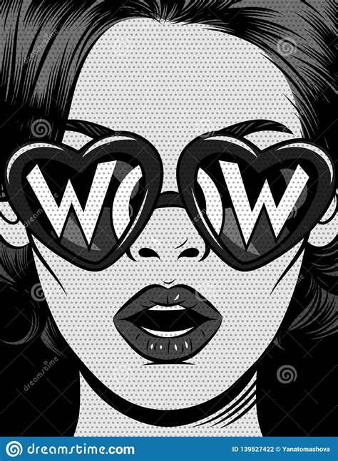 Black And White Illustration In Comic Pop Art Style The Girl In