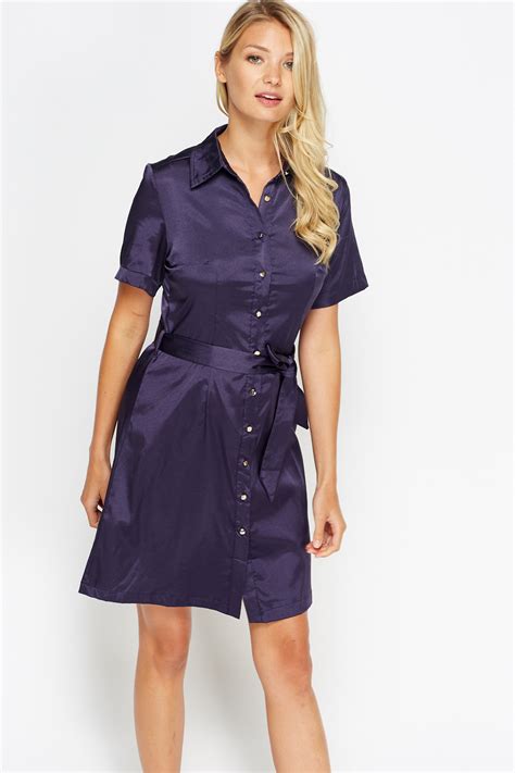 satin shirt belted dress just 7