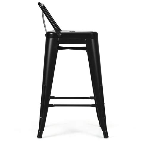 Costway Set Of 4 Low Back Metal Counter Stool 24 Seat Height