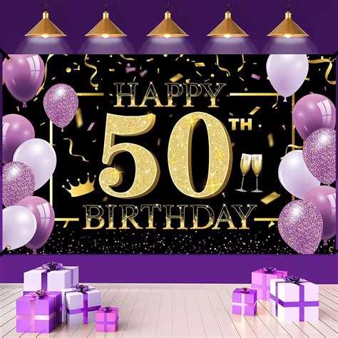 Buy 50th Birthday Backdrop Banner Happy 50th Birthday Decorations