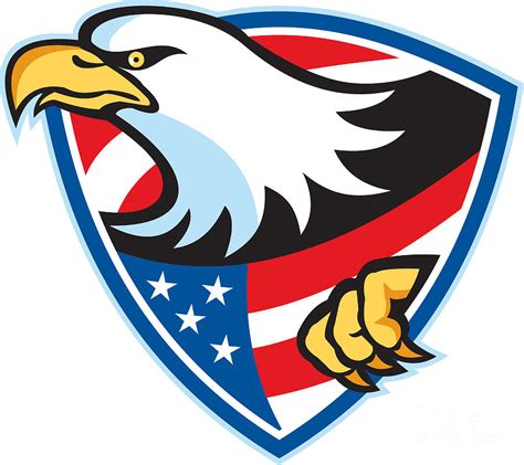 American Bald Eagle Flag Shield Digital Art By Aloysius Patrimonio Pixels