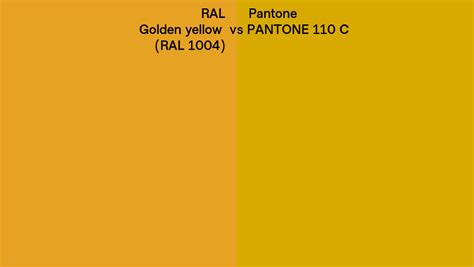 Ral Golden Yellow Ral 1004 Vs Pantone 110 C Side By Side Comparison