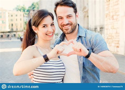 Cheerful Couple Falling In Love In The City Stock Image Image Of