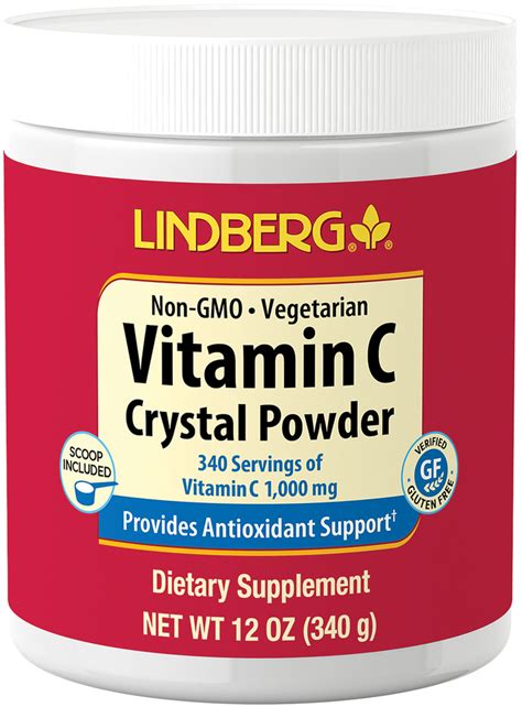 This supplement uses ascorbic acid to deliver a powerful dose of vitamin c. Vitamin C Crystal Powder, 1000 mg, 12 oz (340 g) Bottle ...