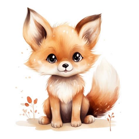 Premium Ai Image There Is A Drawing Of A Little Fox Sitting On The