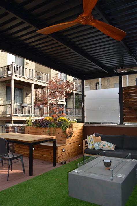 rooftop retreat pergola day bed built in planters lakeview urban rooftops chicago roof