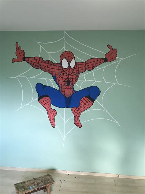 Spiderman Mural Spiderman Wall Art Easy Cartoon Drawings Spiderman