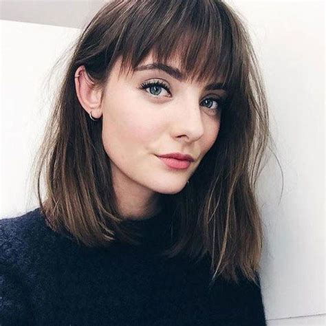 Shoulder Length Haircuts To Show Your Hairstylist Asap Full Bangs