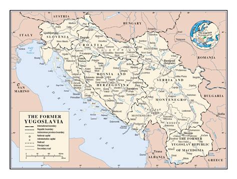 Detallado Mapa Político De Yugoslavia Con Carreteras Ferrocarriles Y