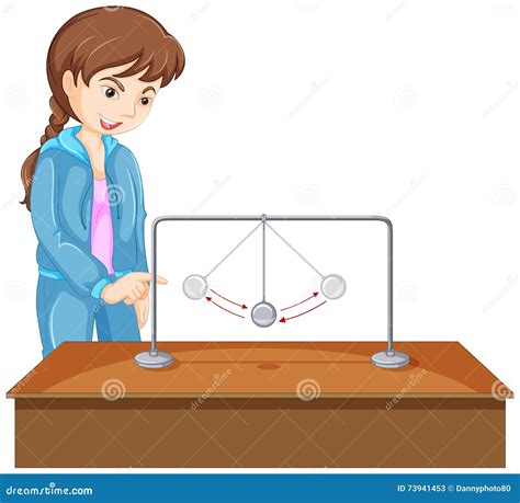 Girl Experiment With Gravity Ball Stock Vector Illustration Of