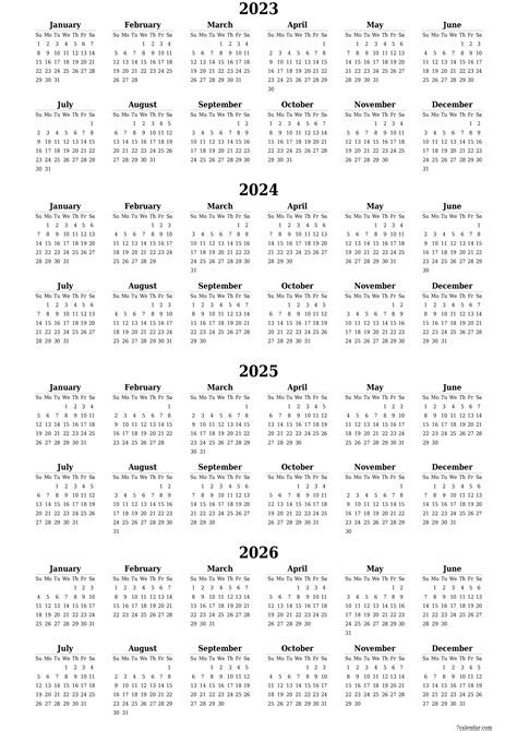 2023 2024 2025 2026 Calendar Local Holidays Are Not Listed