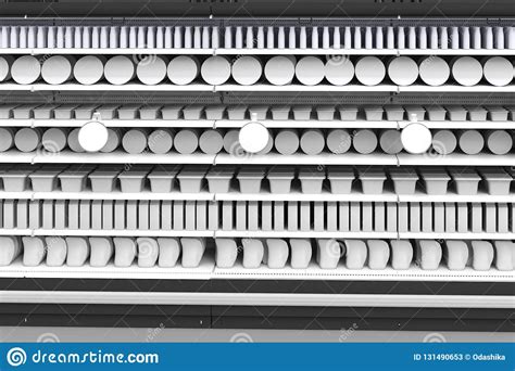 Download Supermarket Shelves With Blank Properties And Round Wobblers. Mockup. Stock Illustration ...