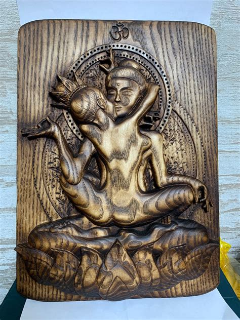 Wall Decor Tantra Wooden Hand Carved Picture God Shiva Shakti Etsy