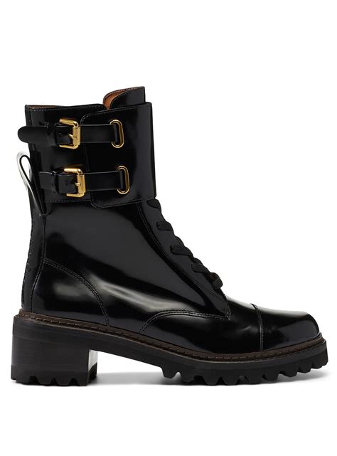See By Chloé Leather Mallory Combat Boots In Black Lyst