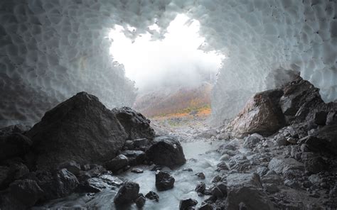Download Wallpaper 3840x2400 Cave Stones Ice Stream