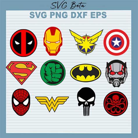 Marvel Superheroes Logo Svg Spiderman Svg Iron Man Svg Png Dxf Cut File