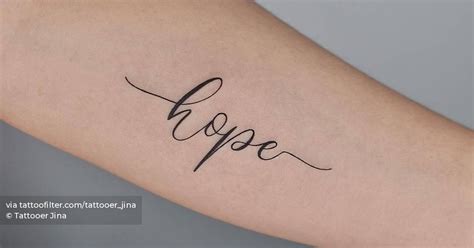 Hope Lettering Tattoo On The Inner Forearm