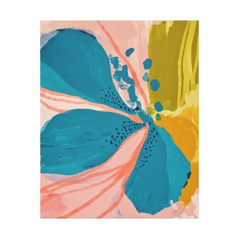 Colorful Modern Floral Abstract Art Pink Blue Post Canvas Print