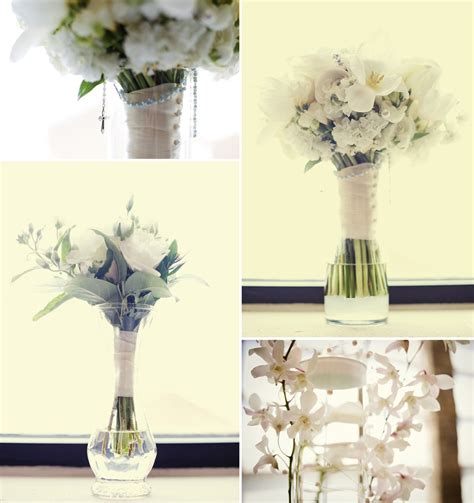 Simple Elegant Wedding Flowers Ivory Bridal Bouquet Reception Centerpiece