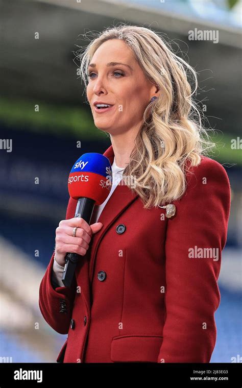 Jenna Brooks Sky Sports Rugby League Reporter During Filming At The John Smiths Stadium Stock