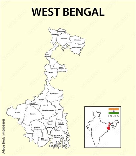 West Bengal Map Political And Administrative Map Of West Bengal With