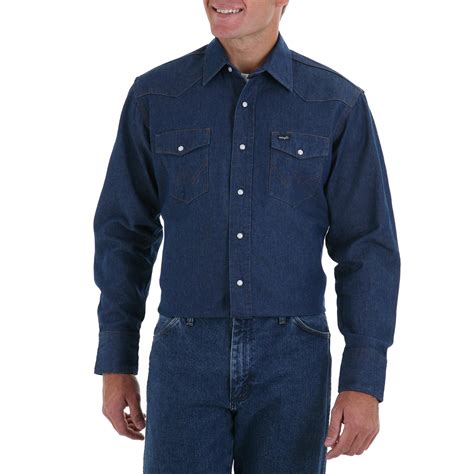Wrangler Mens Long Sleeve Snap Work Shirt Dandd Texas Outfitters
