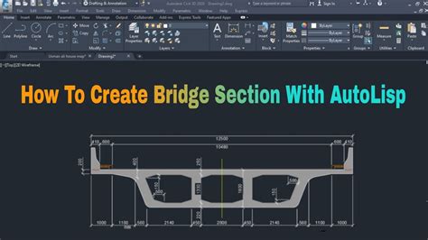 Cross Section With Autolisp Bridge Section In Autocad Youtube
