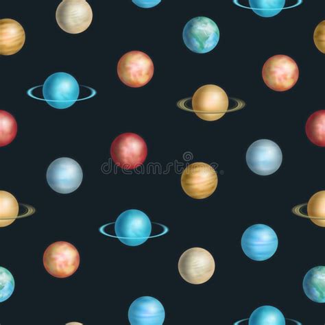 Realistic 3d Detailed Solar System Planet Seamless Pattern Background