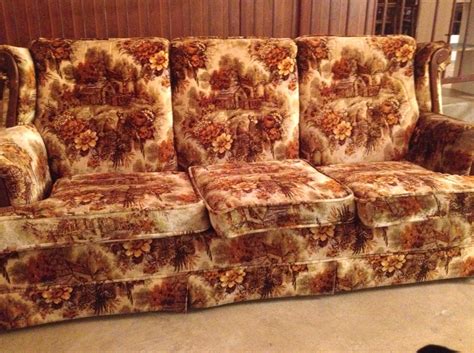 Velour Earth Toned Couch Everyone Had For Some Reason Rnostalgia