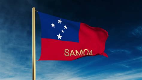 Samoa Flag Slider Style Waving In The Win With Cloud Background
