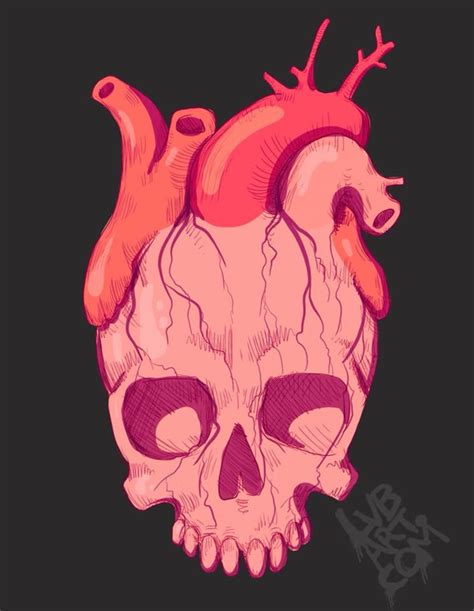 Heart Skull Fine Art Print Poster Etsy