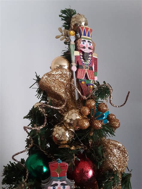 Nutcracker Christmas Tree Decorated With Gold Leaves Berries Etsy
