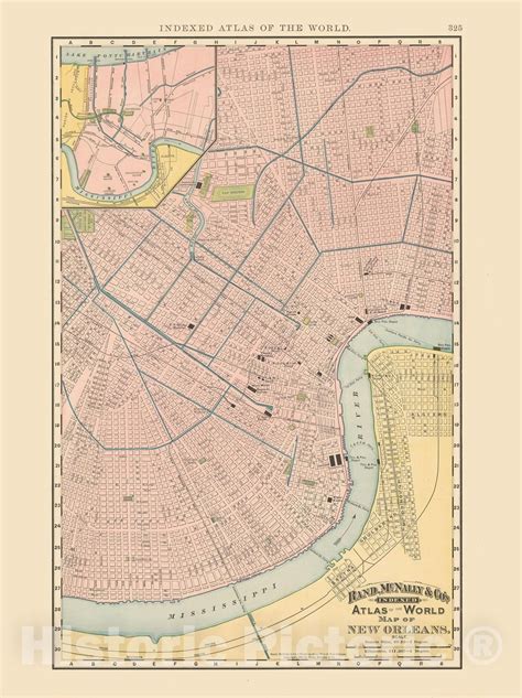 Historic Map New Orleans 1894 Vintage Wall Art New Orleans Map
