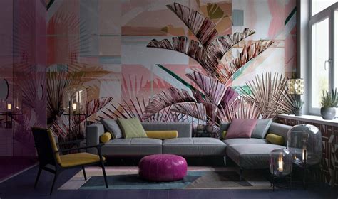 Colorful Botanical Living Room Interior Design Ideas