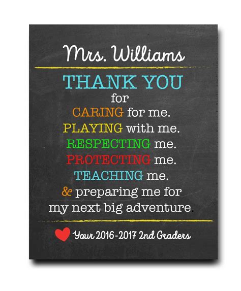 Here is a list of 40 thank you messages from a teacher to a student to thank them for their thoughtfulness. Thank You Teacher Print - Hypolita Co.