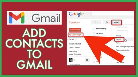 How To Add Contacts To Gmail Youtube
