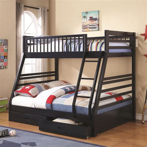 Coaster Bunks Twin Over Full Bunk Bed With 2 Drawers And Attached