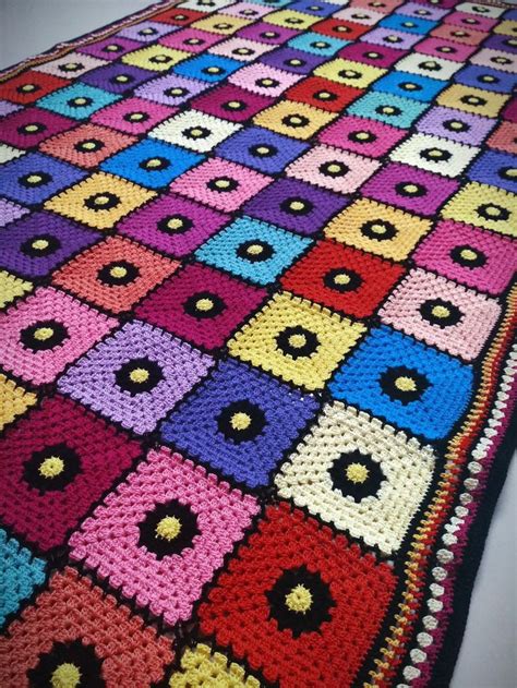 Multicoloured Granny Square Bedspread Granny Square Crochet Blanket