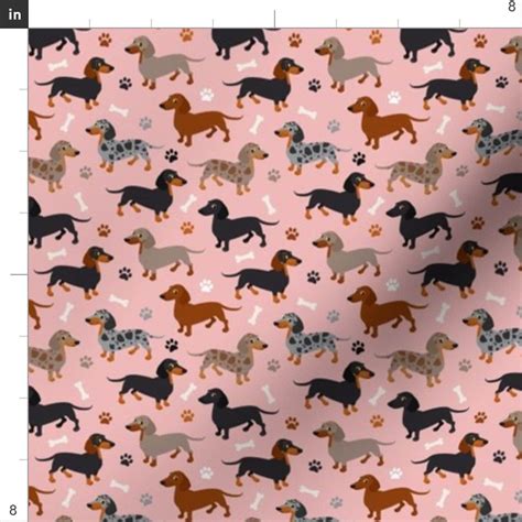 Tiny Print Dachshund Fabric Dachshund Dogs Pink Small Scale Etsy