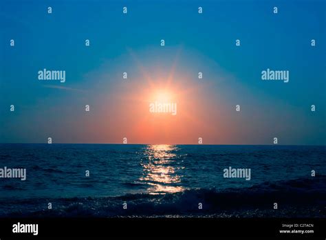 Beautiful Sunset At Sea Stock Photo Alamy