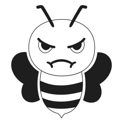 Bee Angry Muzzle Head Stroke Transparent PNG SVG Vector File