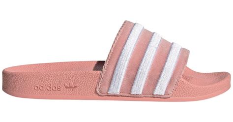Adidas Originals Adilette Slides In Pink Lyst