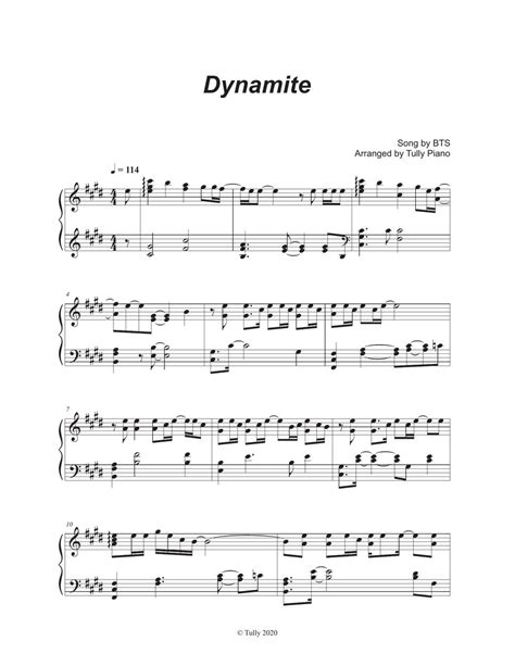 Bts 방탄소년단 Dynamite Sheets By Tully Piano