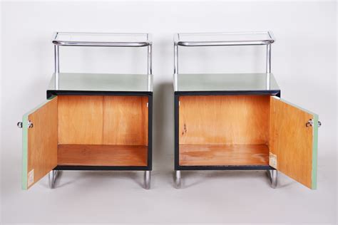 Design container componibili 3 modules, kunststoff (abs), lackiert, chrom, ø . Nachttische aus Glas & Chrom von Vichr a Spol, 1930er, 2er ...