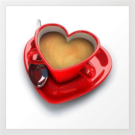 Heart Coffee Cup Art Print By Oplungcuatui Society6